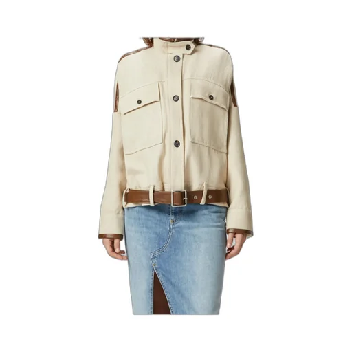 High Neck Belted Cropped Jacket