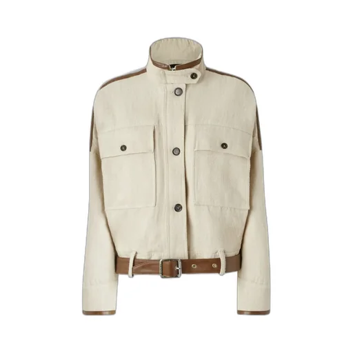 High Neck Belted Cropped Jacket