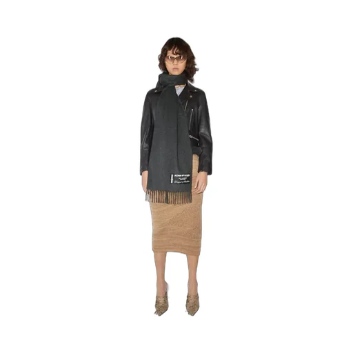 Logo-Patch Fringed Cashmere Scarf