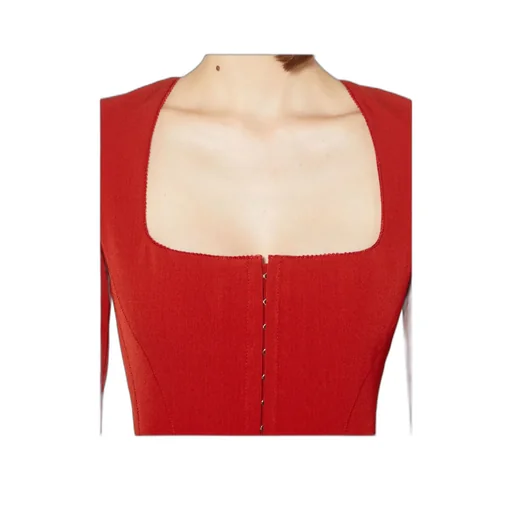 Hook And Button Square Neck Blouse