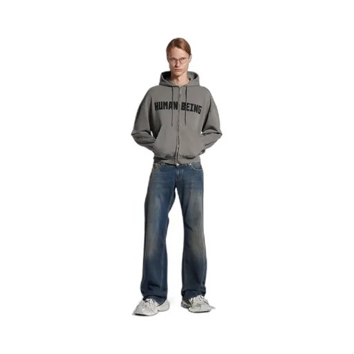 Human Being Shifted Zip-Up Hoodie