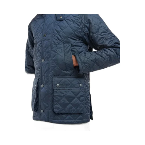 Diamond-Quilting Corduroy-Collar Jacket