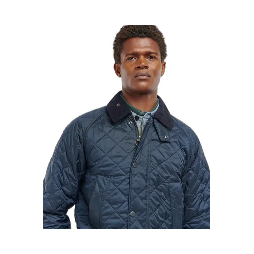 Diamond-Quilting Corduroy-Collar Jacket