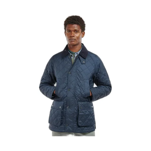 Diamond-Quilting Corduroy-Collar Jacket