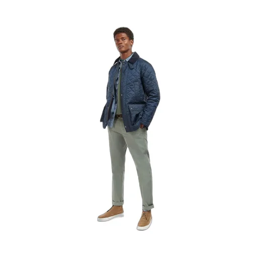 Diamond-Quilting Corduroy-Collar Jacket