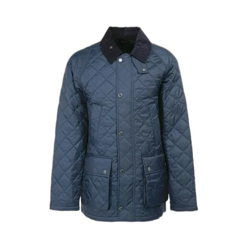 Diamond-Quilting Corduroy-Collar Jacket
