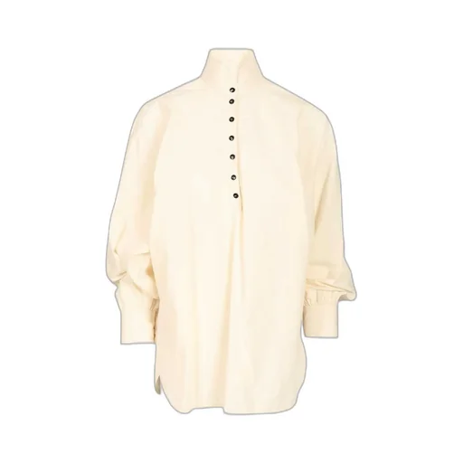 High-Neck Buttoned Blouse