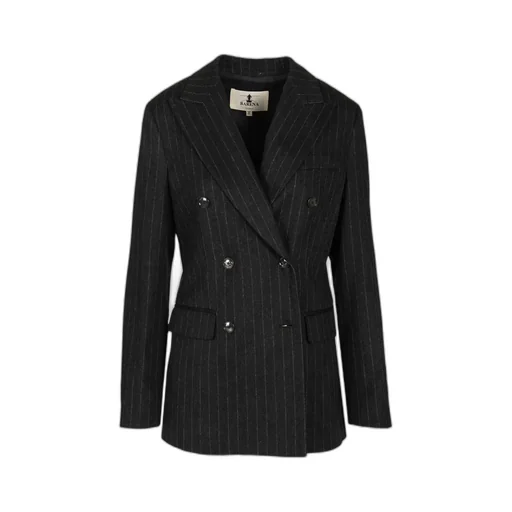 Pinstripe Double-Breasted Long Sleeved Blazer