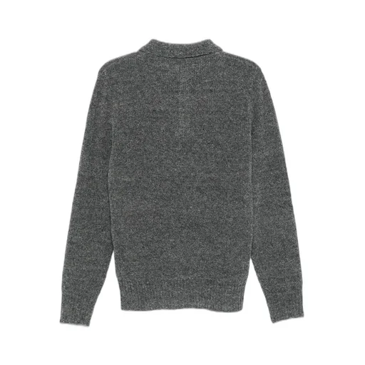 Long-Sleeved Polo-Neck Knit Sweater