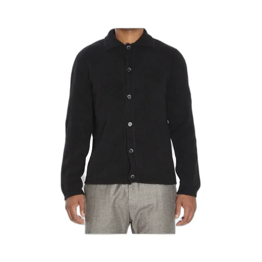 Pointed-Collar Knitted Cardigan