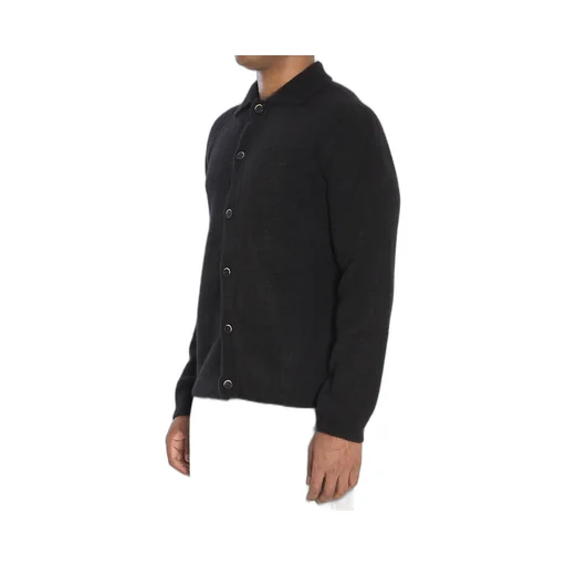 Pointed-Collar Knitted Cardigan