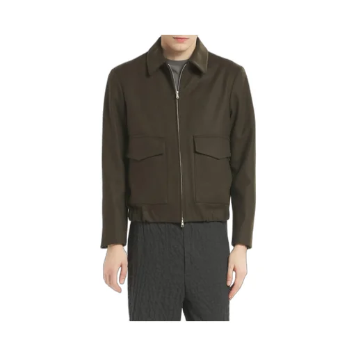 Magan Caramal Flap-Pocket Zip-Front Jacket