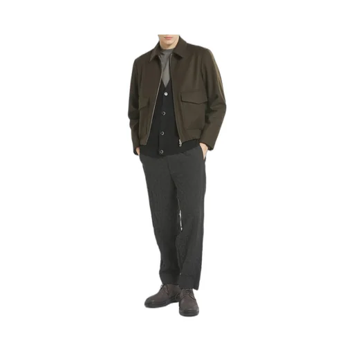 Magan Caramal Flap-Pocket Zip-Front Jacket