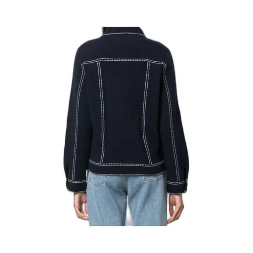 Contrast-Stitching Button-Up Jacket