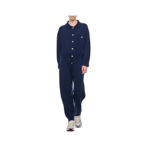 Long-Sleeved Front-Button Jumpsuit