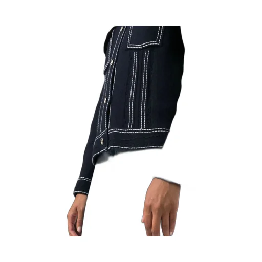 Contrast-Stitching Button-Up Jacket