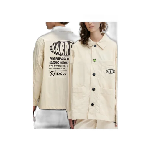 Logo Printed Button-Up Shirt Jacket