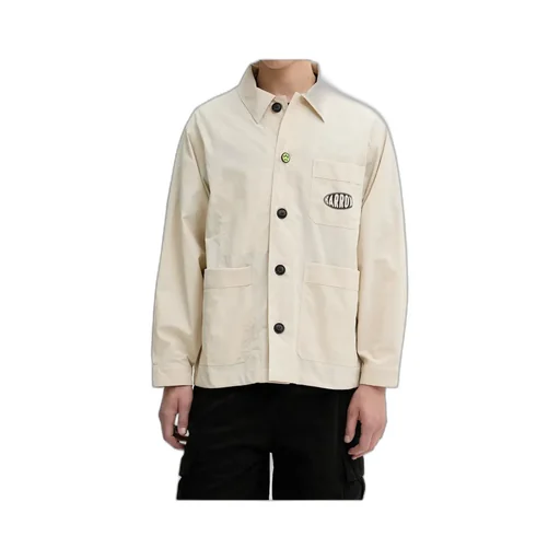 Logo Printed Button-Up Shirt Jacket