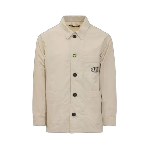 Logo Printed Button-Up Shirt Jacket