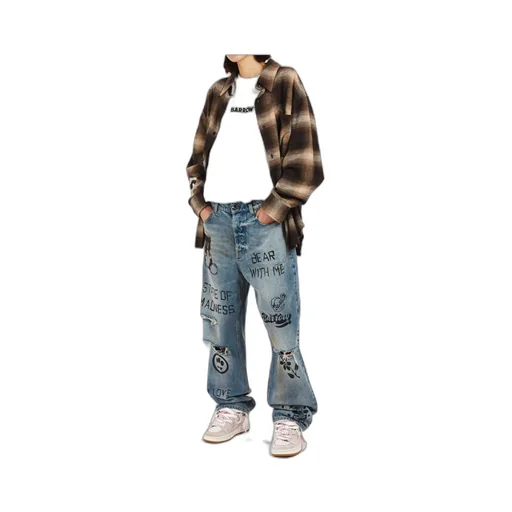 Printed Distressed Jeans