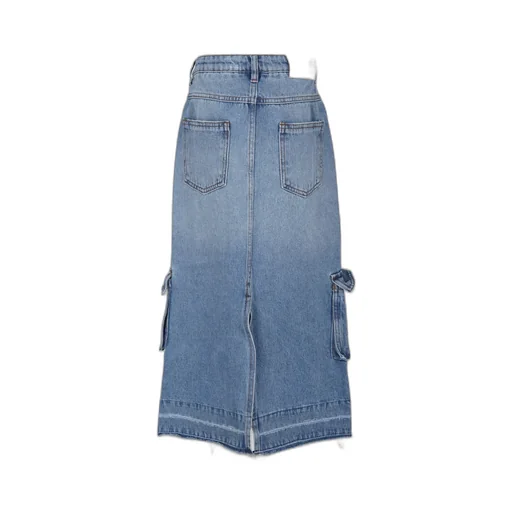 Slit Detailed Distressed Denim Skirt