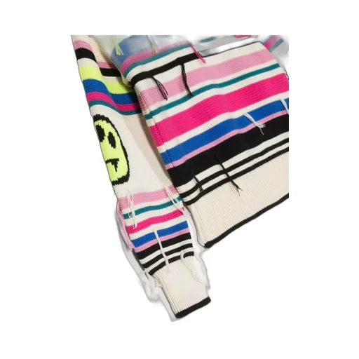 Striped Smiley Face-Print Knit Sweater
