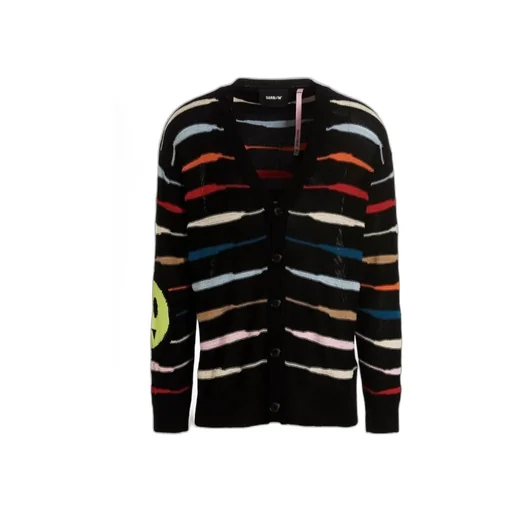 Striped V-Neck Buttoned Cardigan