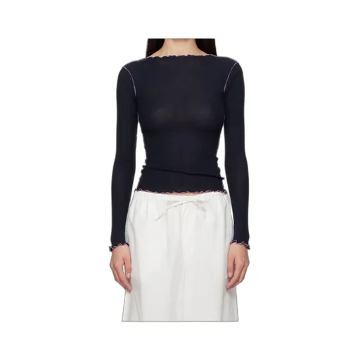 Ruffled-Hem Long-Sleeve Tee