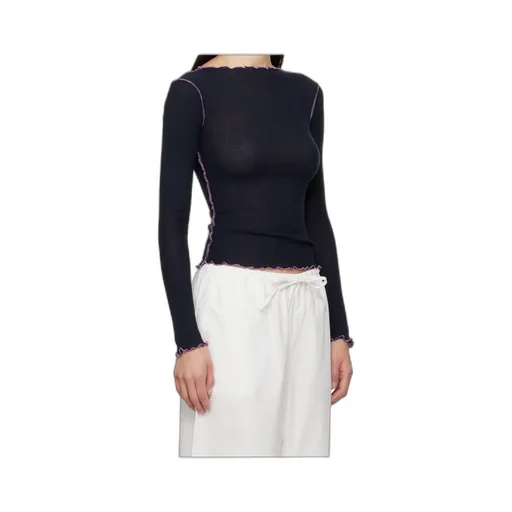 Ruffled-Hem Long-Sleeve Tee
