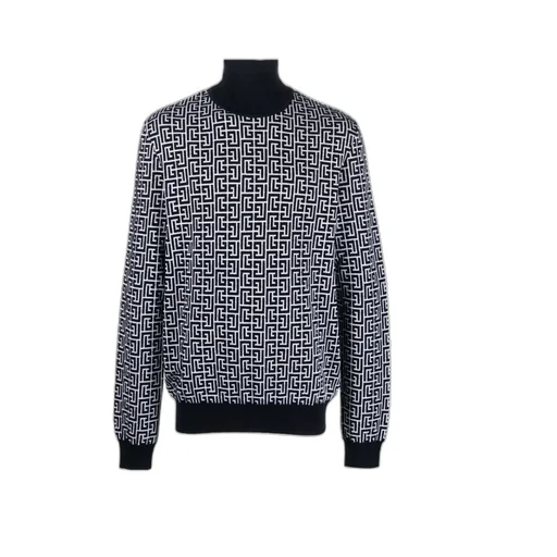Monogram-Intarsia Knitted Roll-Neck Jumper