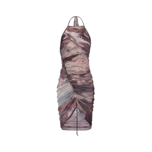 Abstract Pattern Halterneck Dress