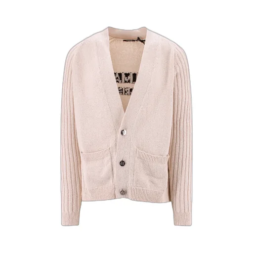 V-Neck Logo Intarsia Knit Cardigan