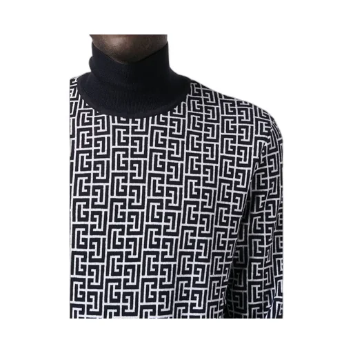 Monogram-Intarsia Knitted Roll-Neck Jumper