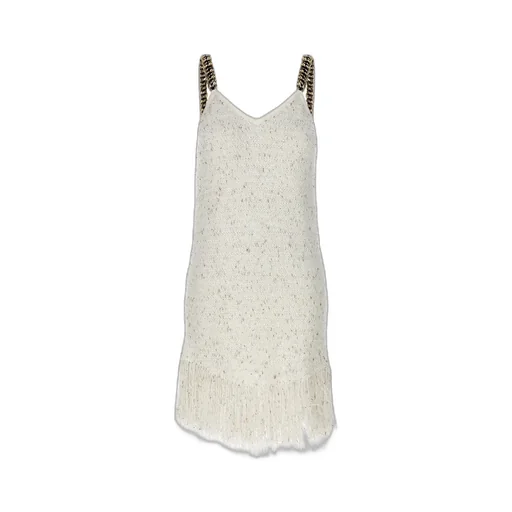 Chain Strap Lurex Tweed Mini Dress