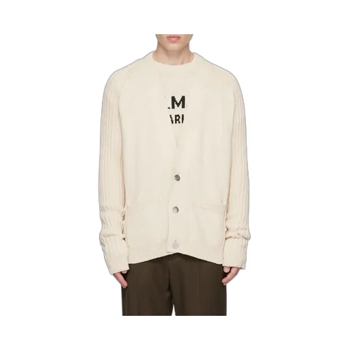 V-Neck Logo Intarsia Knit Cardigan