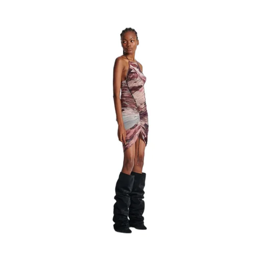 Abstract Pattern Halterneck Dress