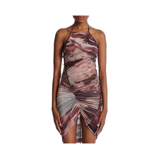 Abstract Pattern Halterneck Dress