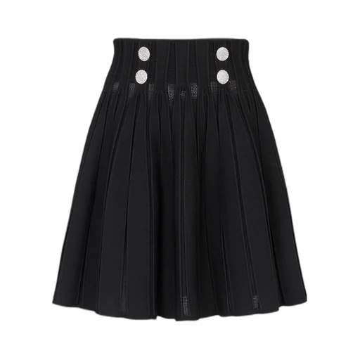 High-Waist Pleated Skater Skirt