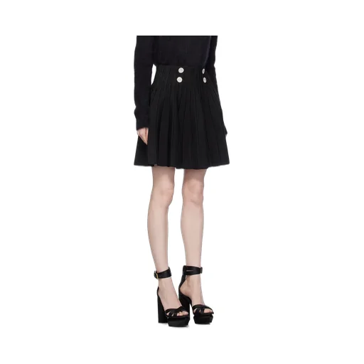 High-Waist Pleated Skater Skirt