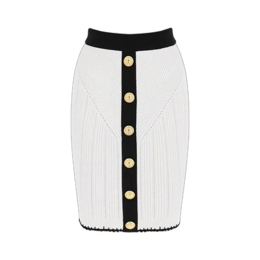 Ribbed Knit Scalloped Edge Skirt