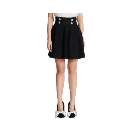 High-Waist Pleated Skater Skirt