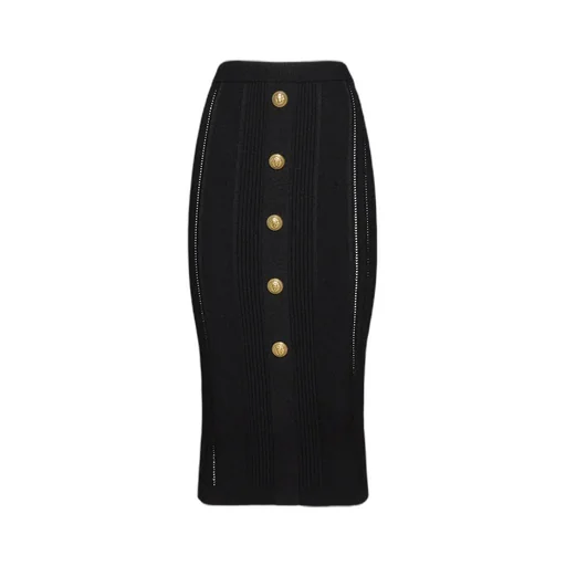 High-Waisted Knit Midi Skirt