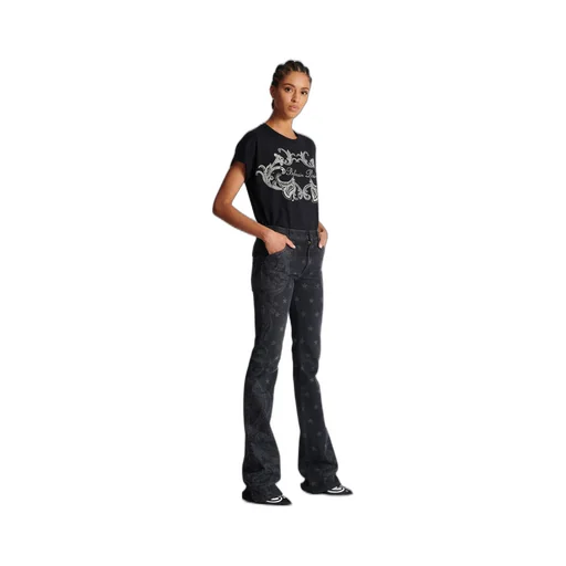 Star Paisley Print Denim Jeans