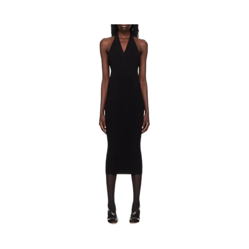 Halterneck Fitted Waist Midi Dress