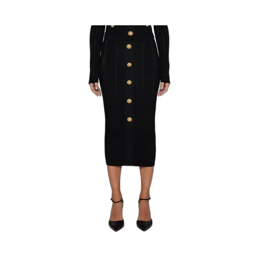 High-Waisted Knit Midi Skirt
