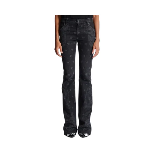 Star Paisley Print Denim Jeans