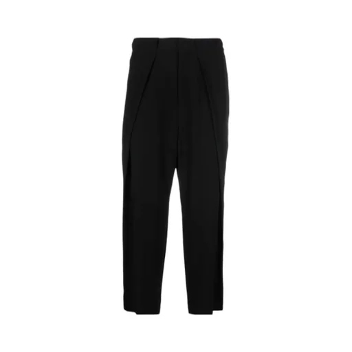 Side Folded Crepe Cropped Trousers