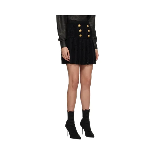 Buttoned Pleated Skirt
