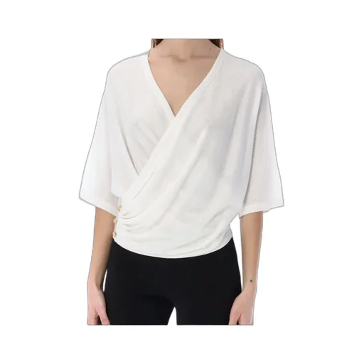 Metallic Wrap Jersey Top