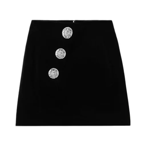 Buttoned High-Waisted Mini Skirt